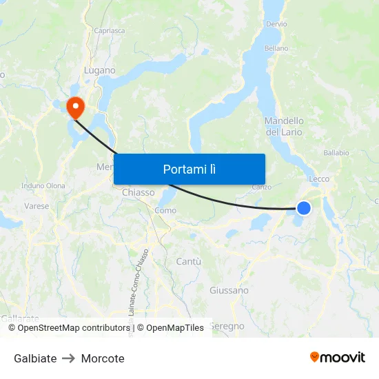 Galbiate to Morcote map