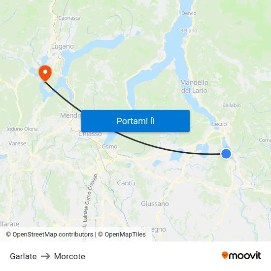 Garlate to Morcote map