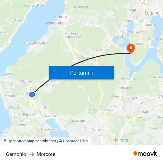 Gemonio to Morcote map