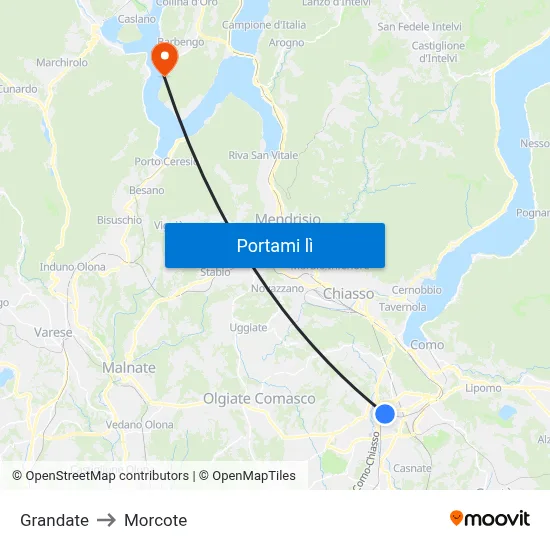 Grandate to Morcote map