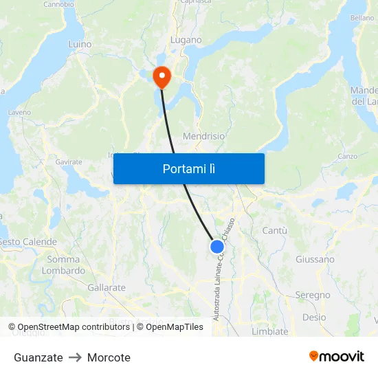 Guanzate to Morcote map