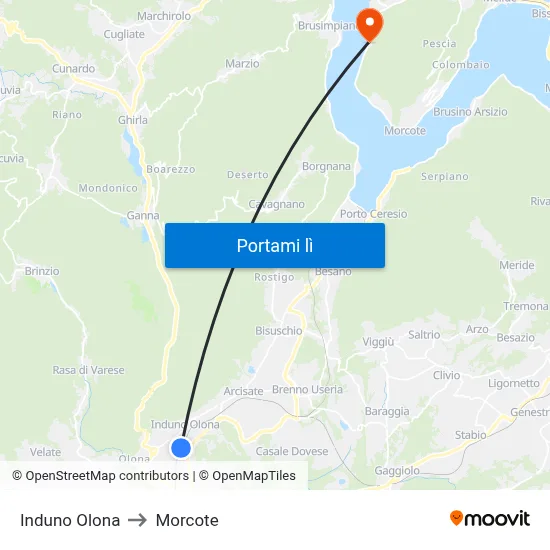 Induno Olona to Morcote map