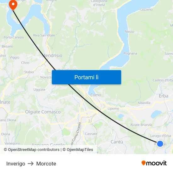 Inverigo to Morcote map