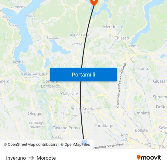 Inveruno to Morcote map