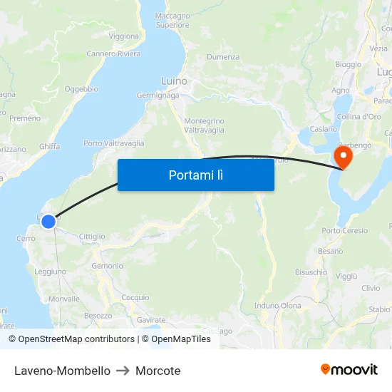 Laveno-Mombello to Morcote map