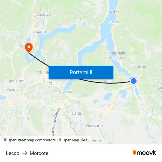 Lecco to Morcote map