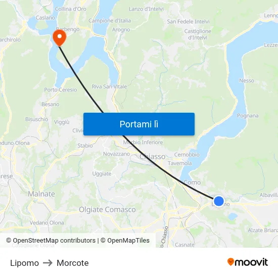 Lipomo to Morcote map