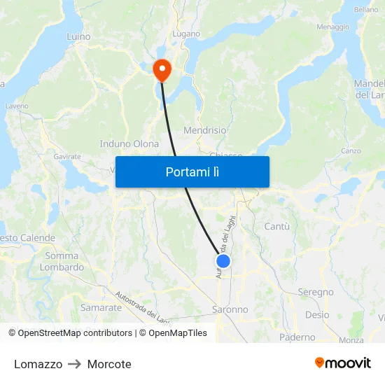 Lomazzo to Morcote map
