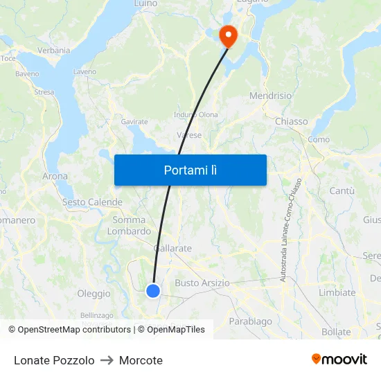 Lonate Pozzolo to Morcote map