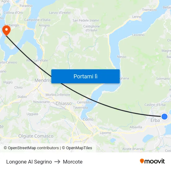Longone Al Segrino to Morcote map