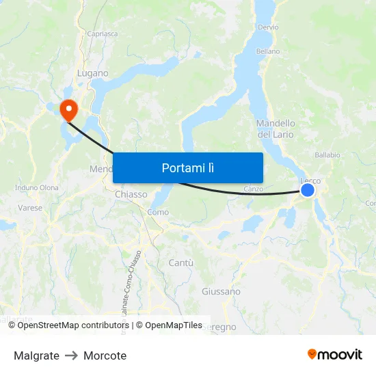 Malgrate to Morcote map