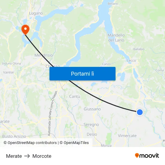 Merate to Morcote map
