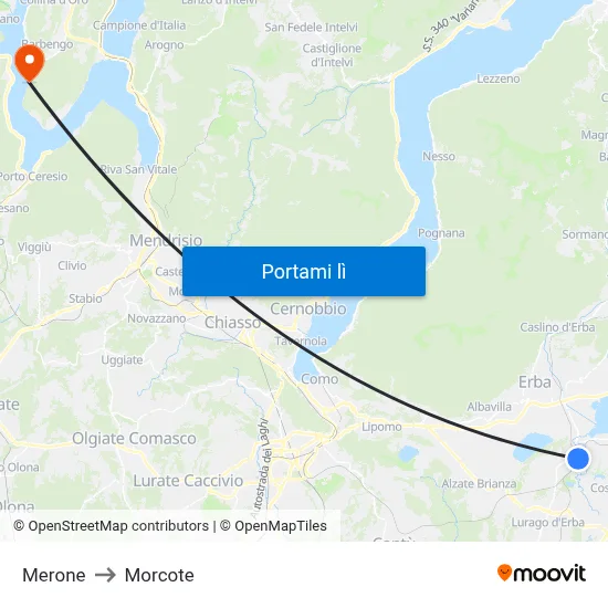 Merone to Morcote map