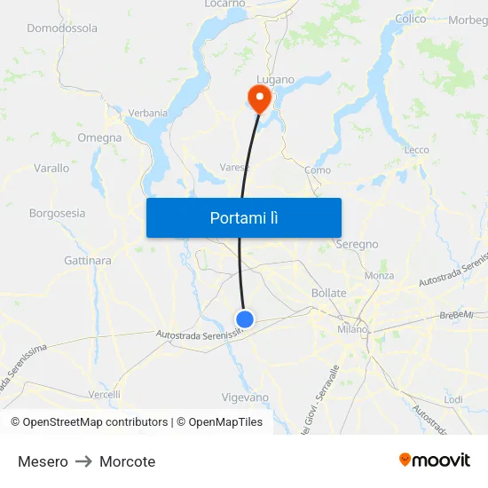 Mesero to Morcote map