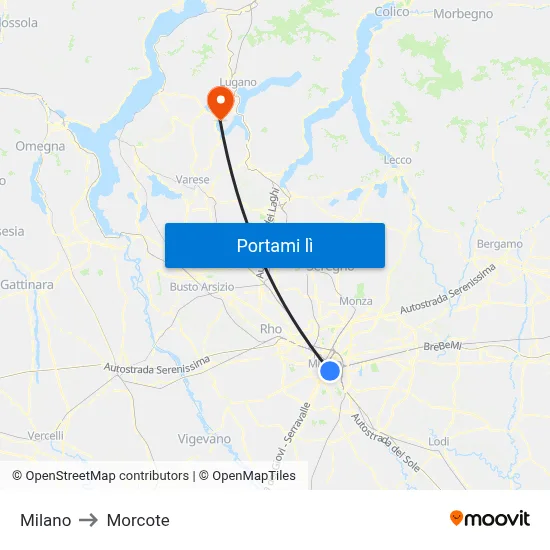 Milano to Morcote map