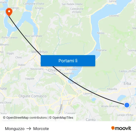 Monguzzo to Morcote map