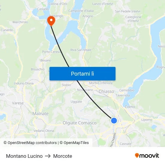 Montano Lucino to Morcote map