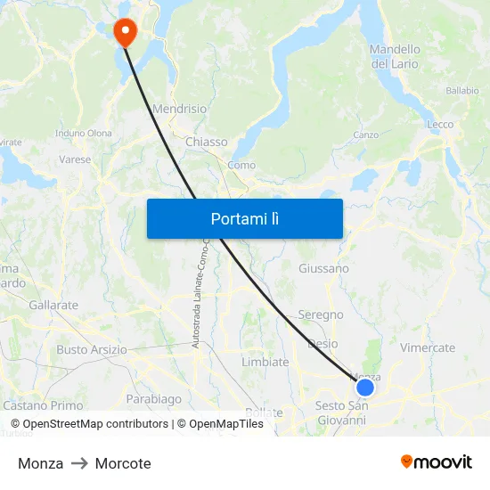 Monza to Morcote map