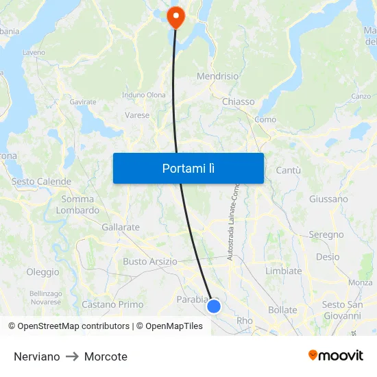 Nerviano to Morcote map