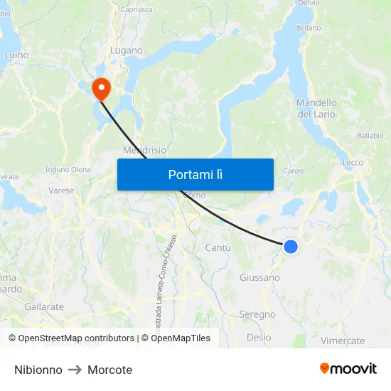 Nibionno to Morcote map