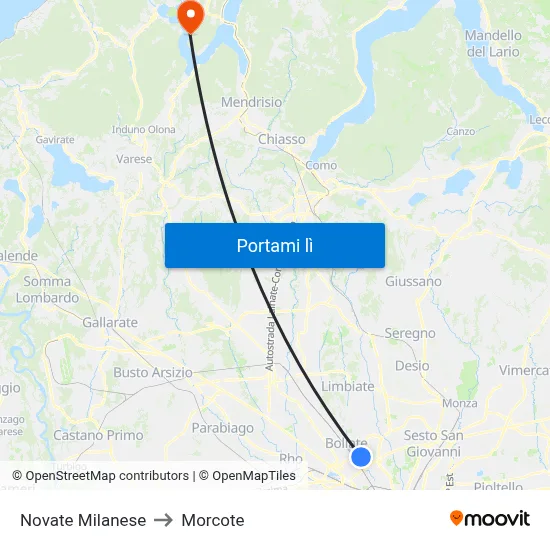 Novate Milanese to Morcote map