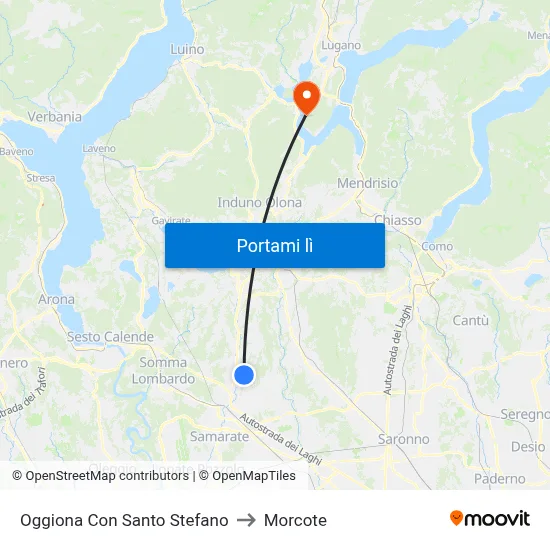 Oggiona Con Santo Stefano to Morcote map