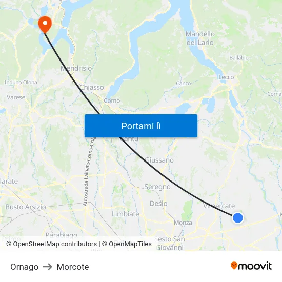 Ornago to Morcote map