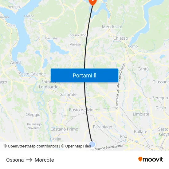 Ossona to Morcote map