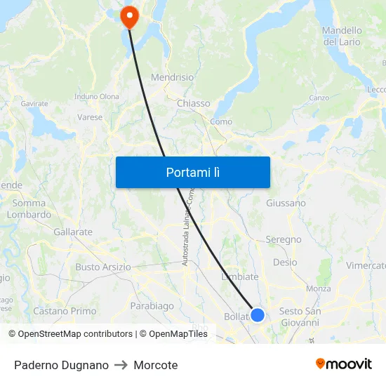 Paderno Dugnano to Morcote map