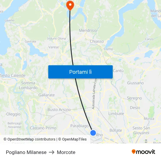 Pogliano Milanese to Morcote map