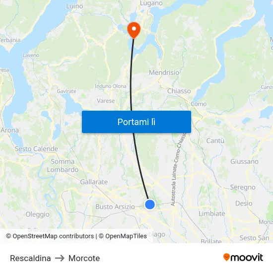 Rescaldina to Morcote map