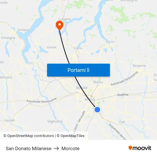 San Donato Milanese to Morcote map