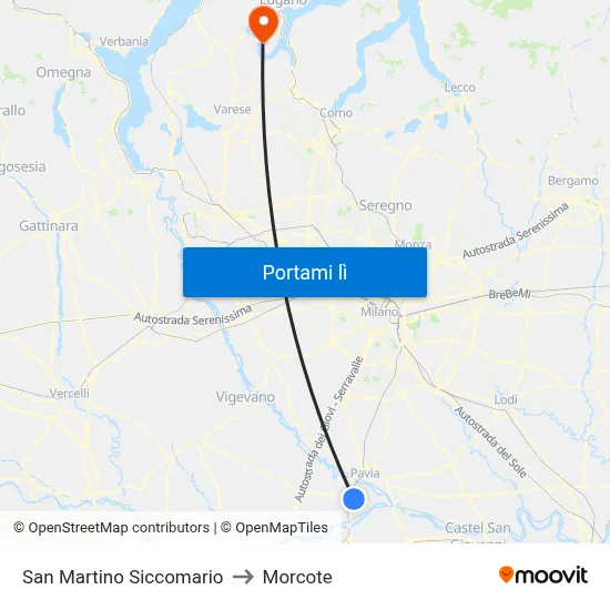 San Martino Siccomario to Morcote map