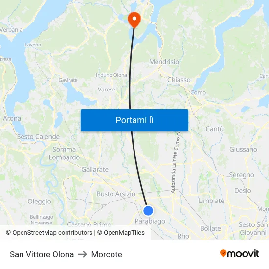 San Vittore Olona to Morcote map