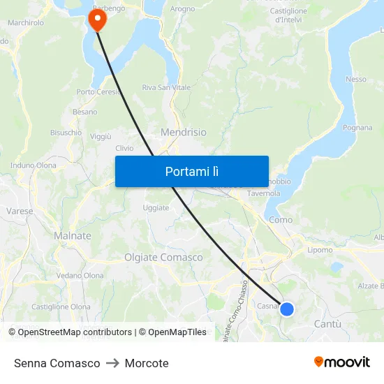 Senna Comasco to Morcote map
