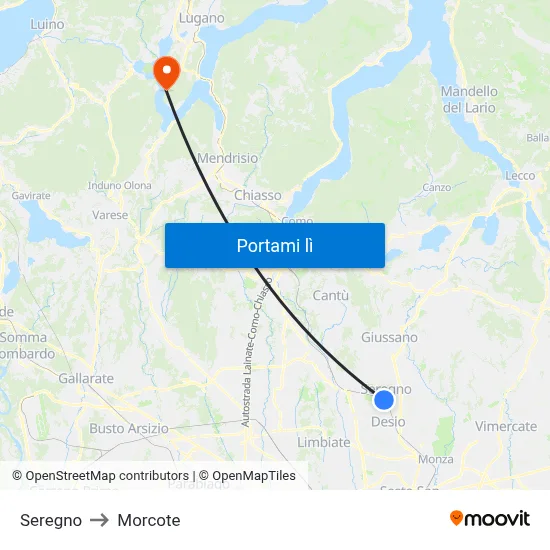 Seregno to Morcote map