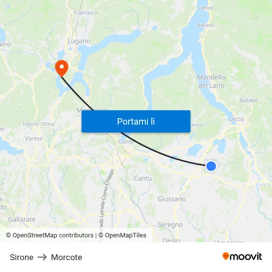 Sirone to Morcote map