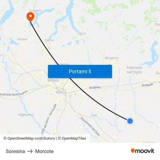 Soresina to Morcote map
