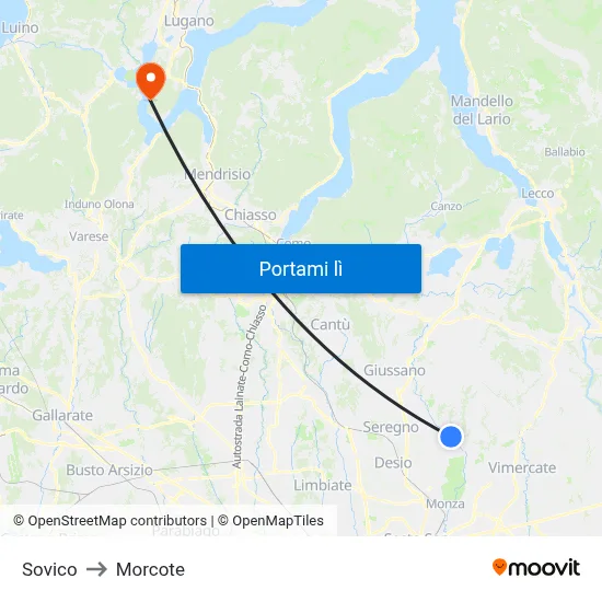 Sovico to Morcote map