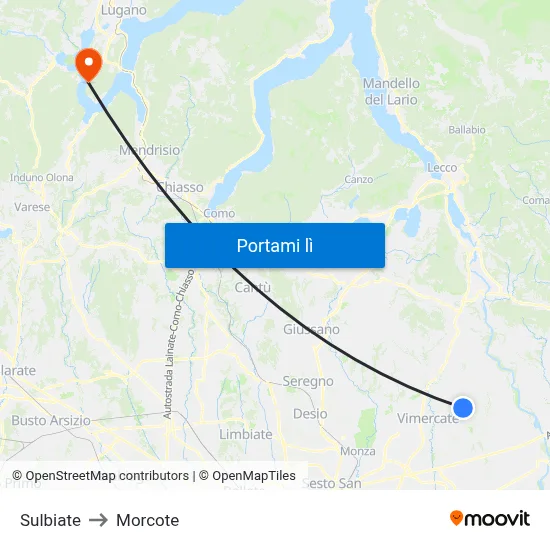 Sulbiate to Morcote map