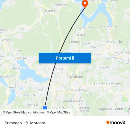 Sumirago to Morcote map