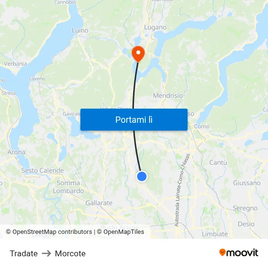 Tradate to Morcote map