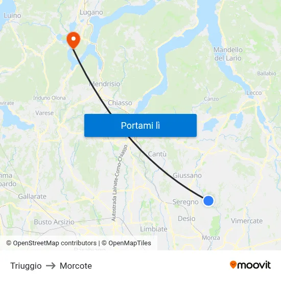 Triuggio to Morcote map