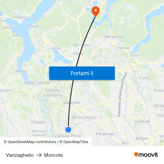 Vanzaghello to Morcote map