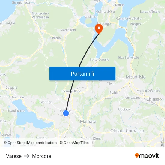 Varese to Morcote map