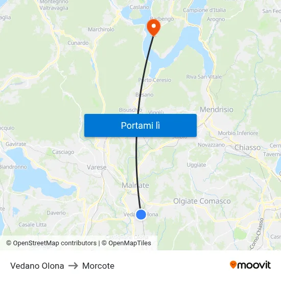 Vedano Olona to Morcote map