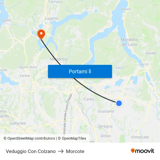 Veduggio Con Colzano to Morcote map