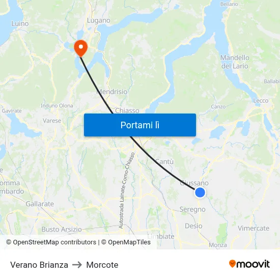 Verano Brianza to Morcote map