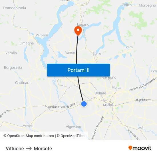 Vittuone to Morcote map