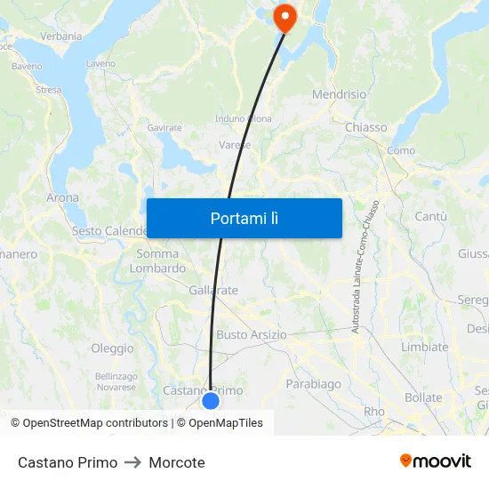 Castano Primo to Morcote map